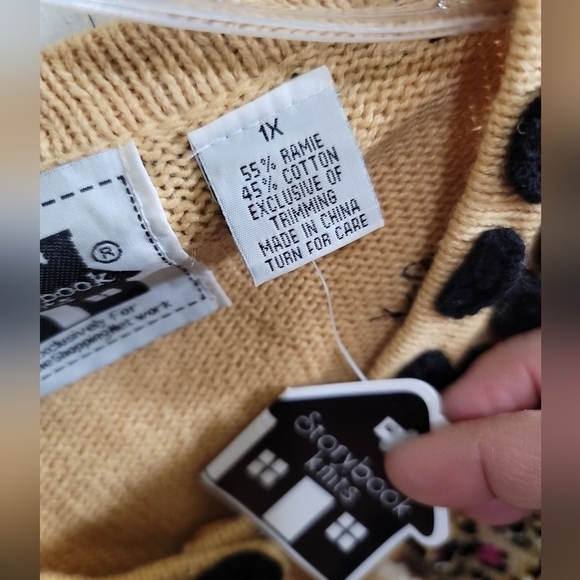 NWT Storybook Knits Leopard Sequins Cardigan 1X 3D Spots Button Front - Picture 2 of 6